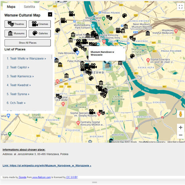 Aplikacja Kulturalna Mapa Warszawy