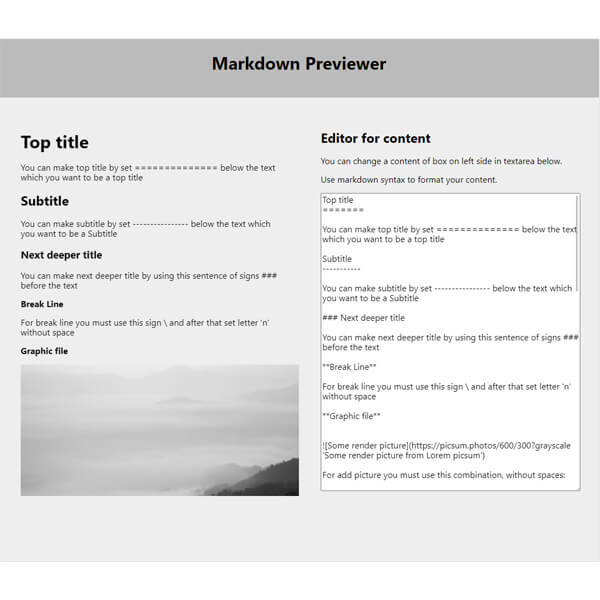 Edytor Markdown Previewer